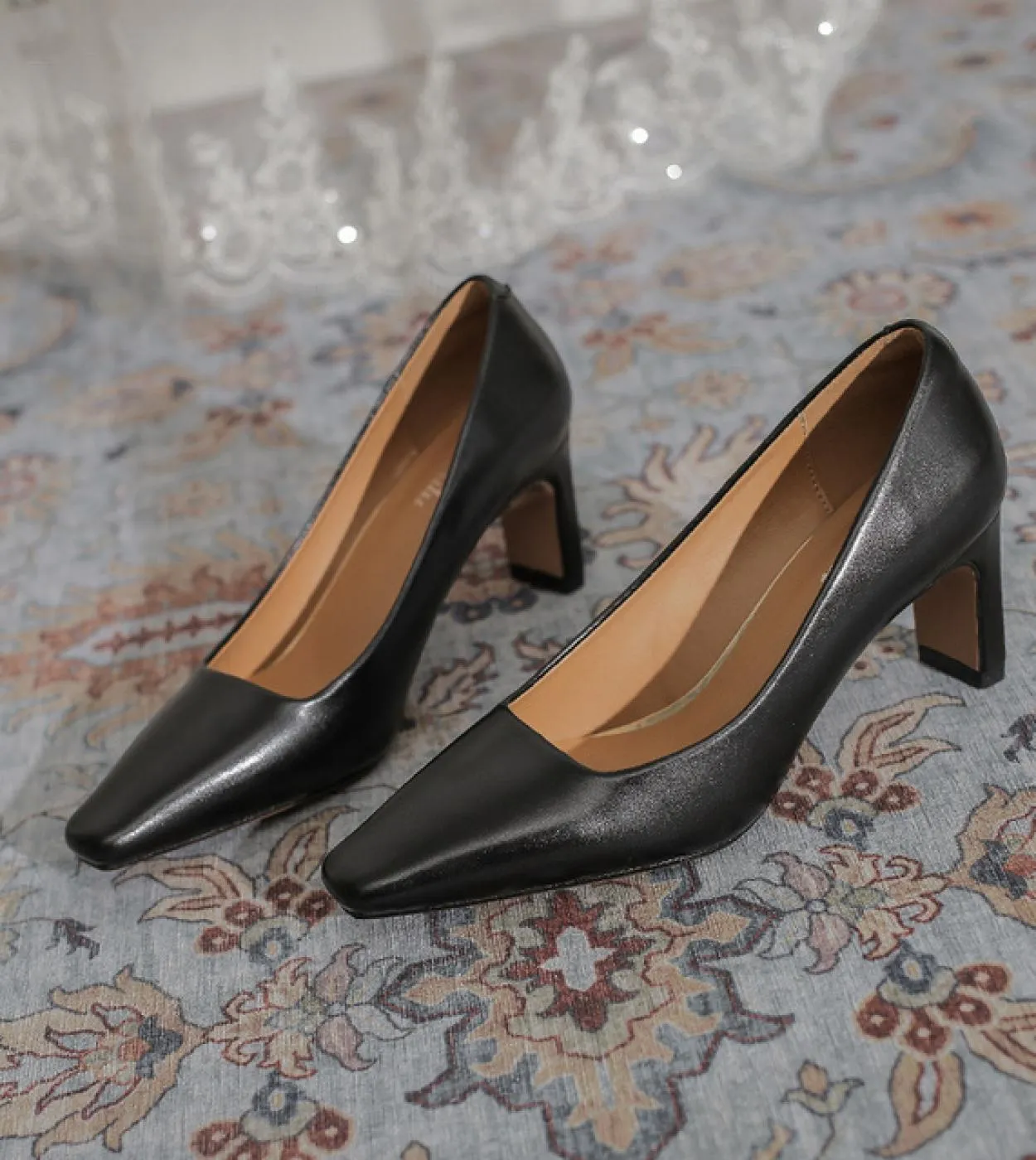 2022 Donne 5 cm Tacchi alti Décolleté in pelle Lady Office Retro Tacchi bassi a blocchi Ragazze Fetish Metallo Matrimonio Sposa