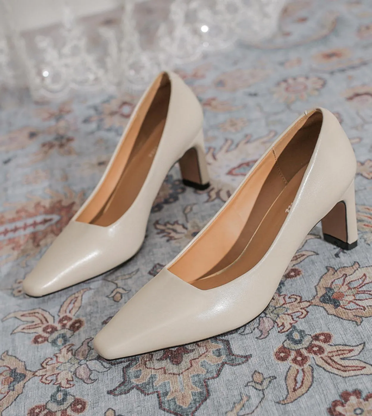 2022 Donne 5 cm Tacchi alti Décolleté in pelle Lady Office Retro Tacchi bassi a blocchi Ragazze Fetish Metallo Matrimonio Sposa