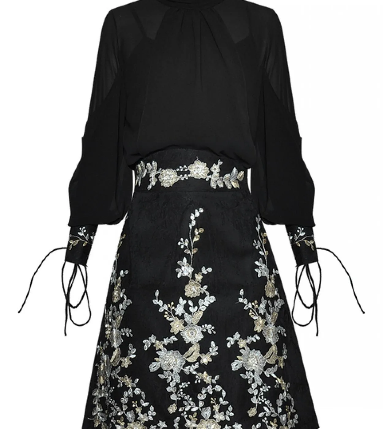 2023 Runway Luxury Brand Elegante di alta qualità Primavera Camicia a maniche a lanterna da donna Top  Gonna con paillettes ric