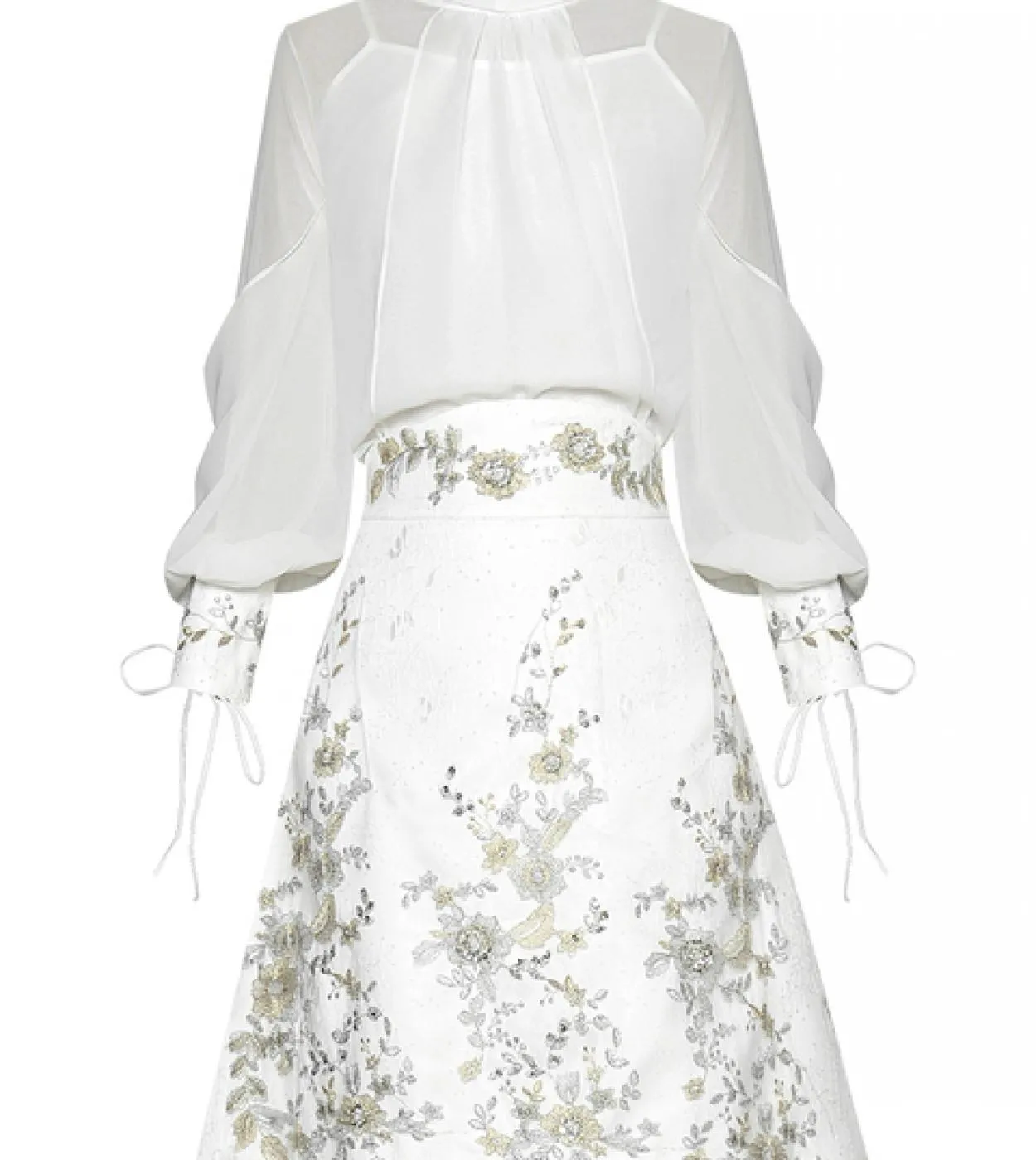 2023 Runway Luxury Brand Elegante di alta qualità Primavera Camicia a maniche a lanterna da donna Top  Gonna con paillettes ric