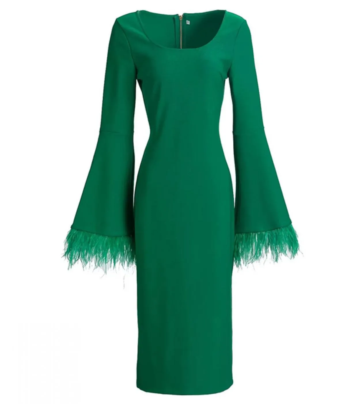 Abito firmato da passerella Abito da donna in autunno Colletto quadrato Manica svasata Nappa Slim Balck Midi Abiti a matita Abit