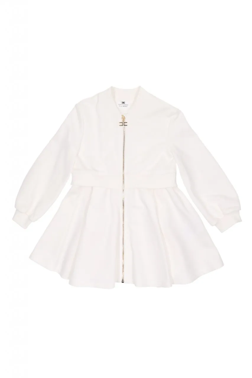Abito in felpa full zip con logo PANNA CHIARO