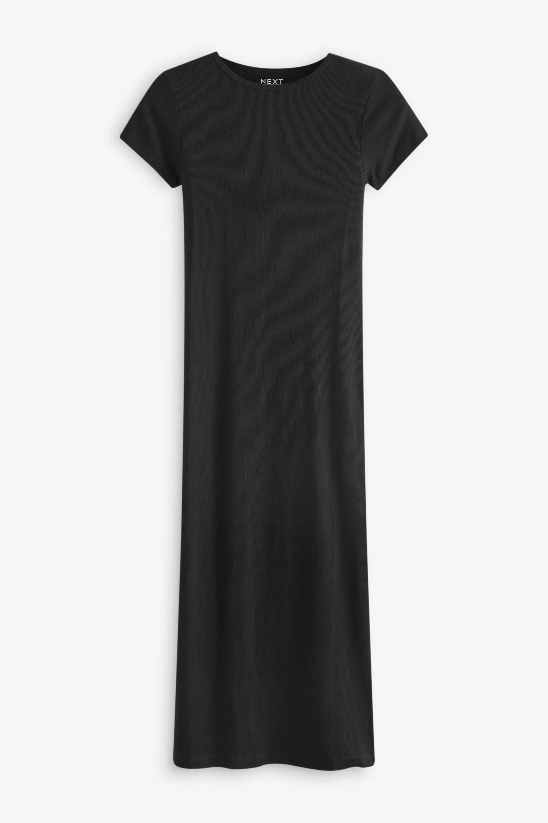 Abito maxi a colonna a T-shirt a coste con spacco