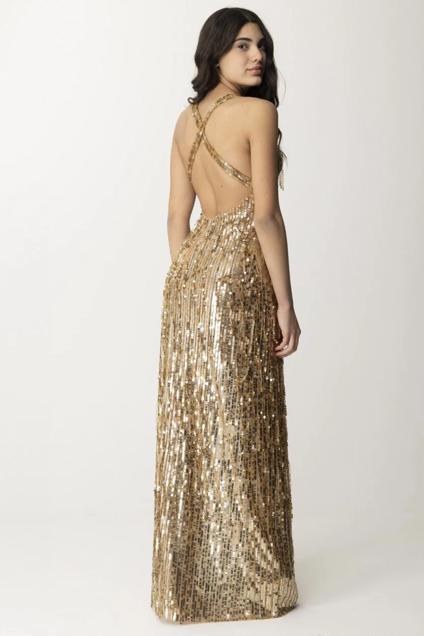 Abito Red Carpet con frange Gold