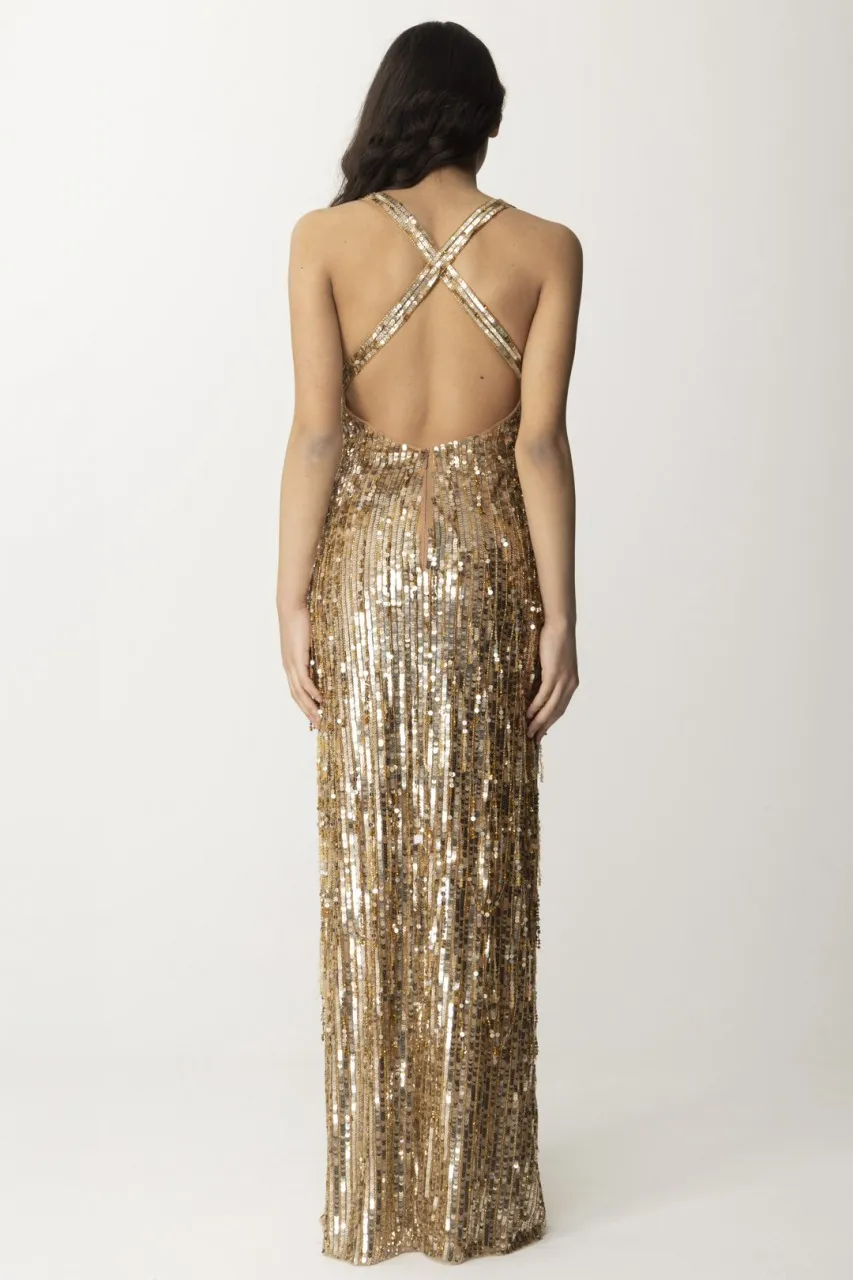 Abito Red Carpet con frange Gold