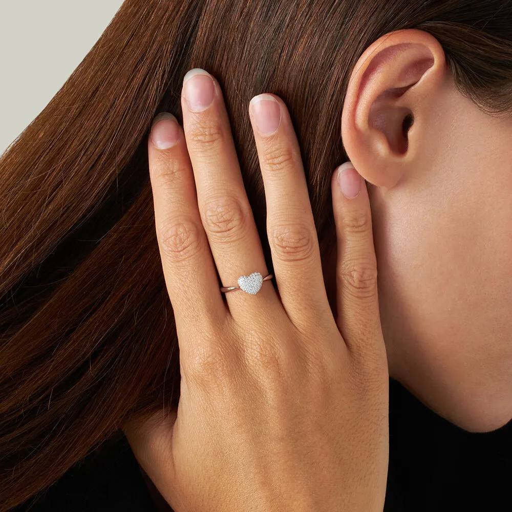 Anello Fantasia Cuore Claire Oro Bianco 375/1000 Cubic Zirconia Bianco 1417725