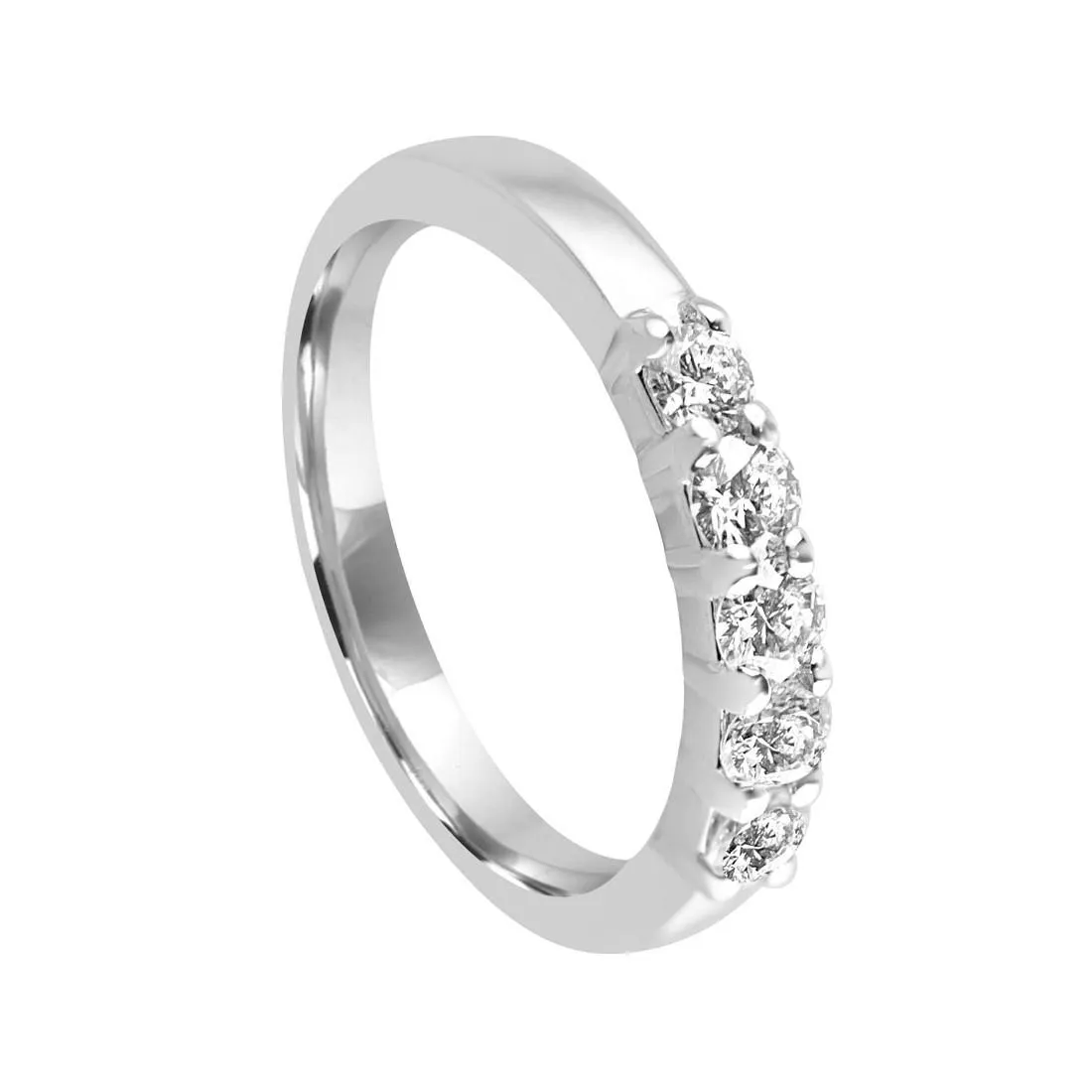 Anello veretta in oro bianco con 5 diamanti mis 12