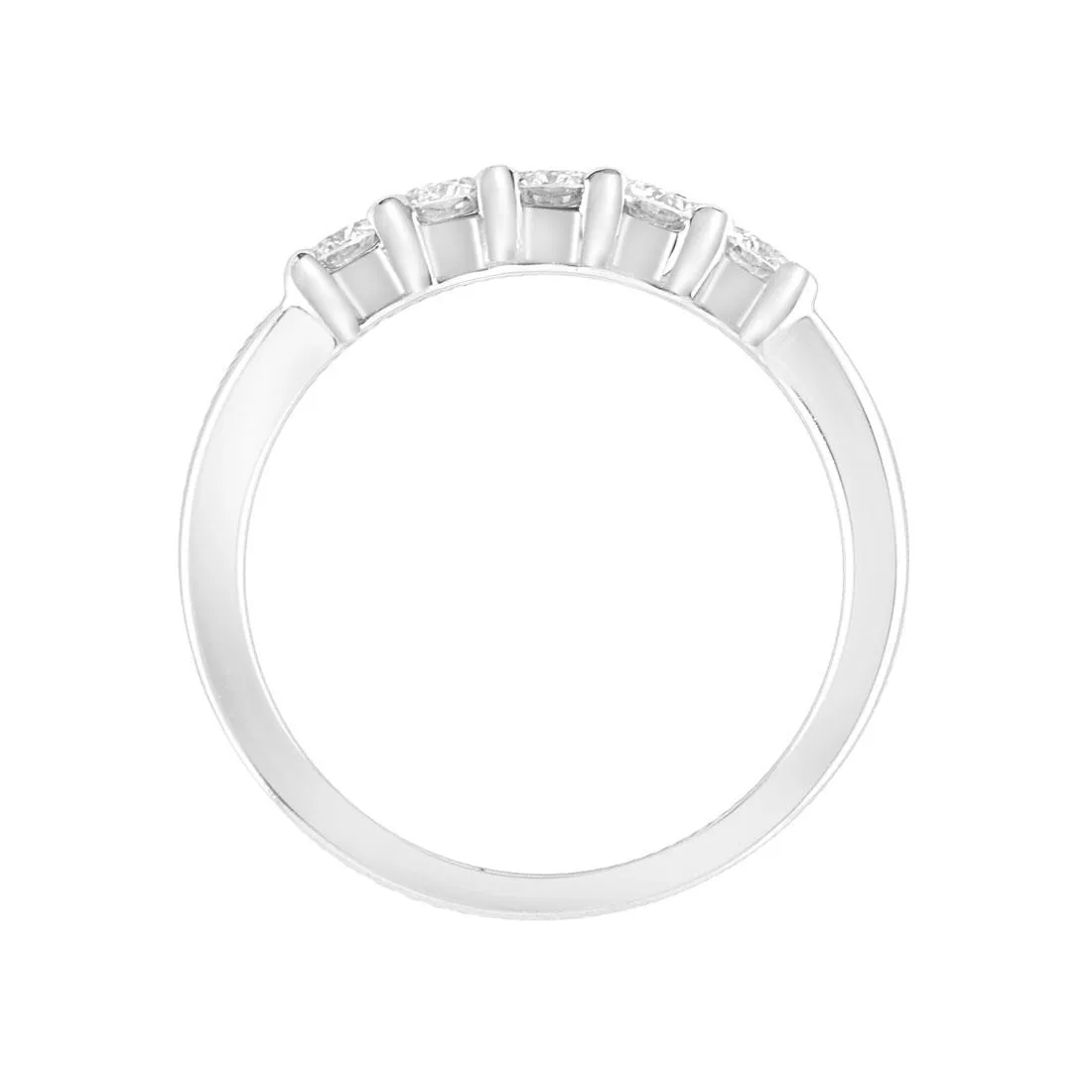 Anello veretta in oro bianco con 5 diamanti mis 12