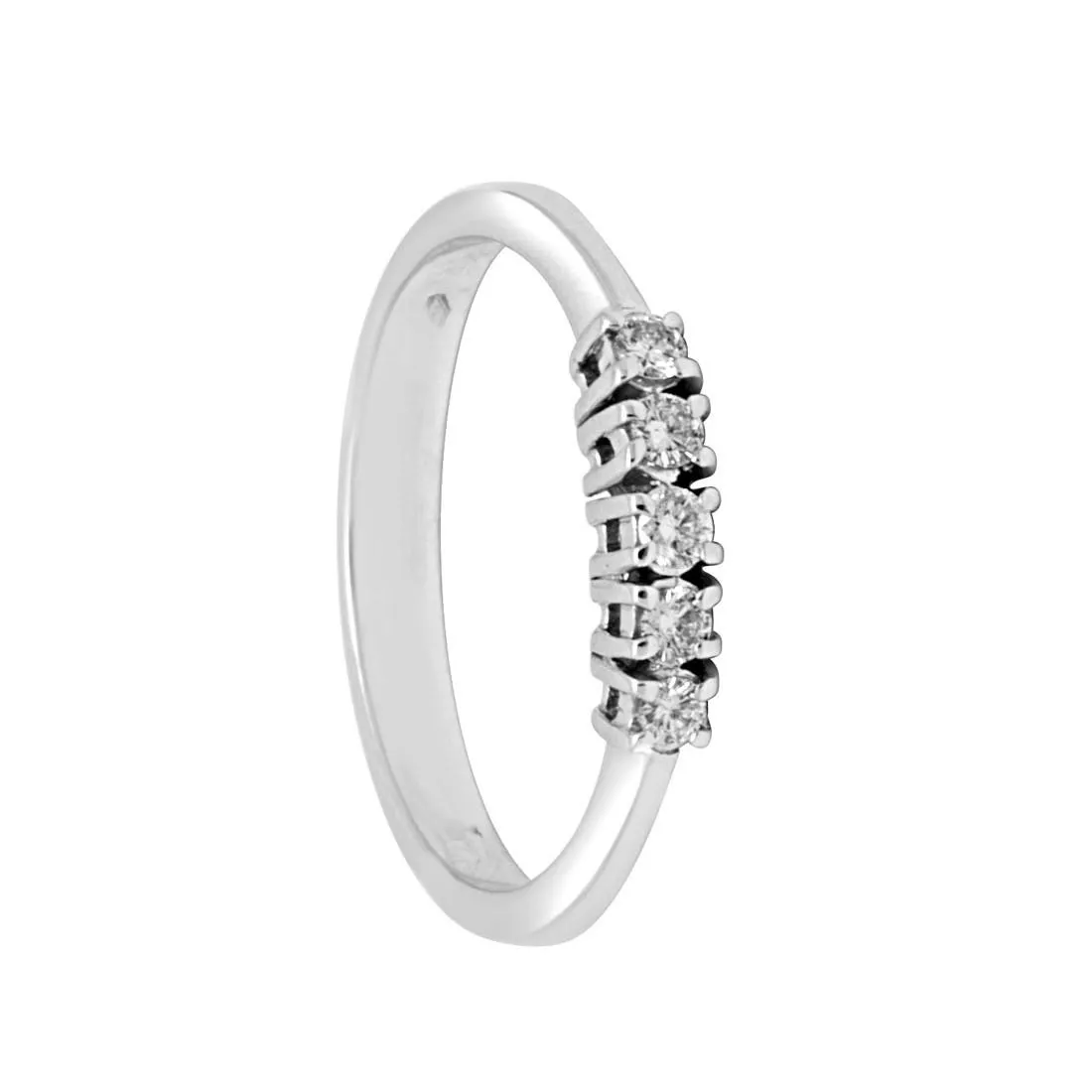 Anello veretta in oro bianco con 5 pietre mis 13