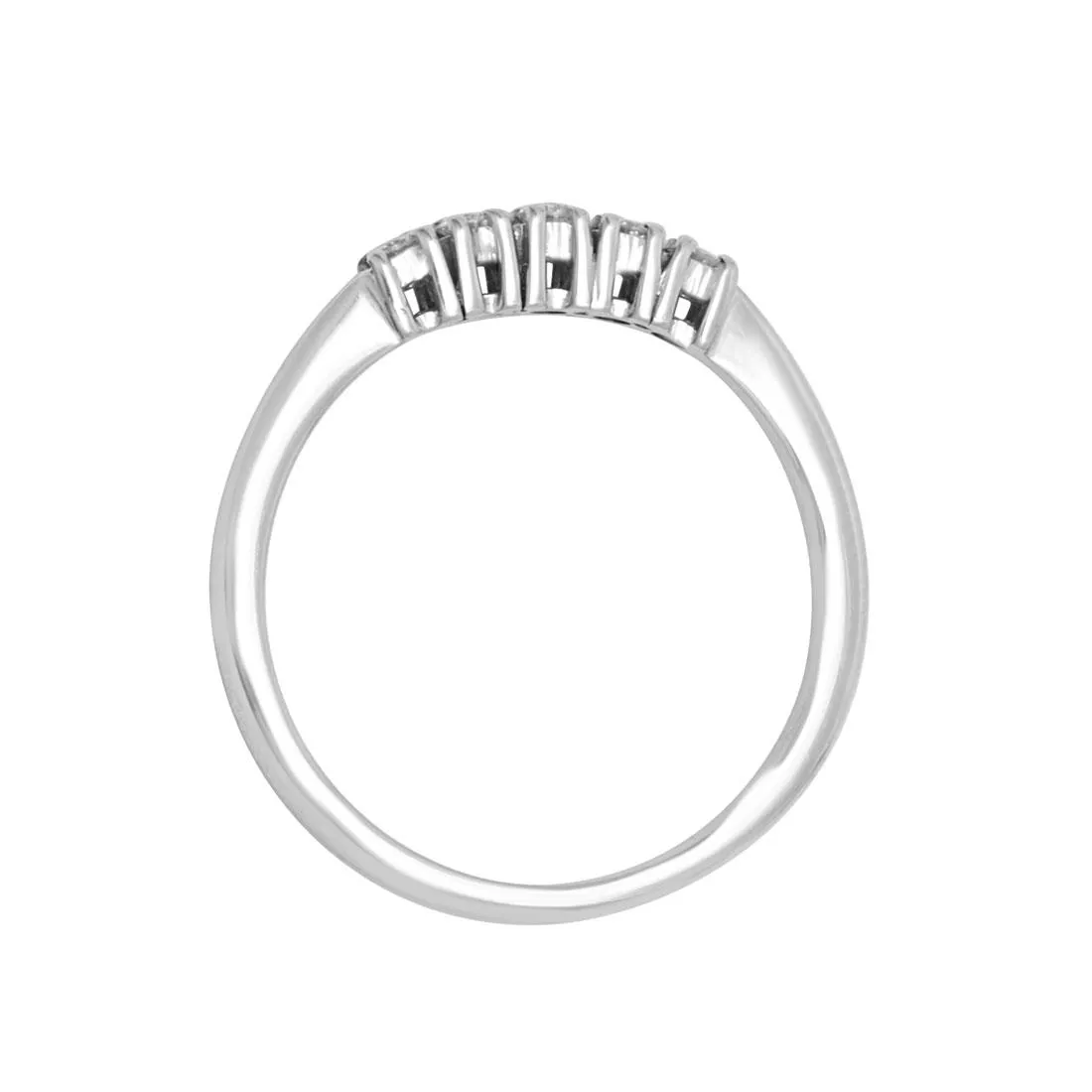 Anello veretta in oro bianco con 5 pietre mis 13