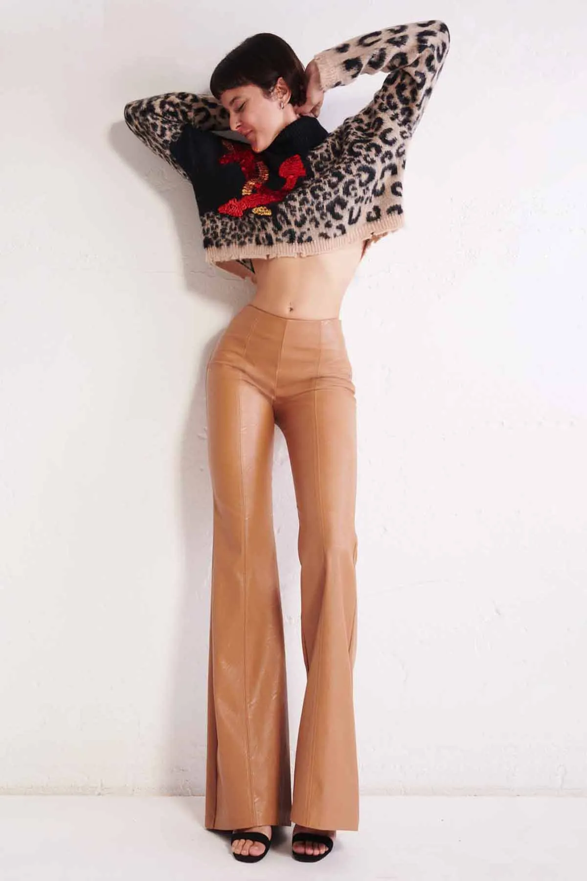 ANIYE BY Pantalone svasato in ecopelle Tati