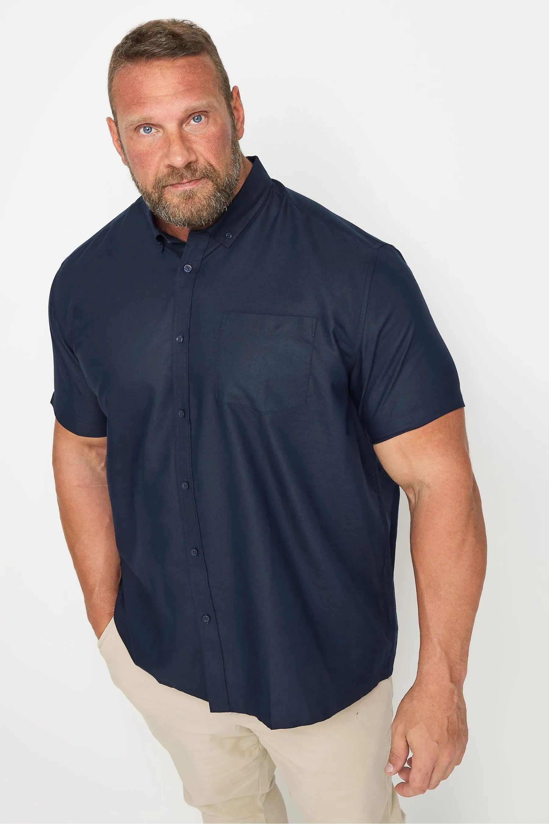 BadRhino Big & Tall - Camicia in Manica corta Oxford cotone pregiato