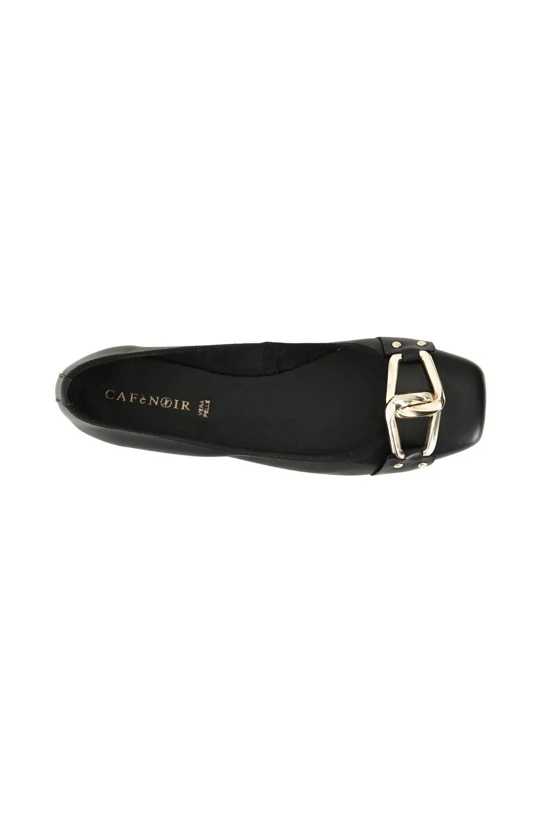 ballerina in pelle con catena decorativa nero