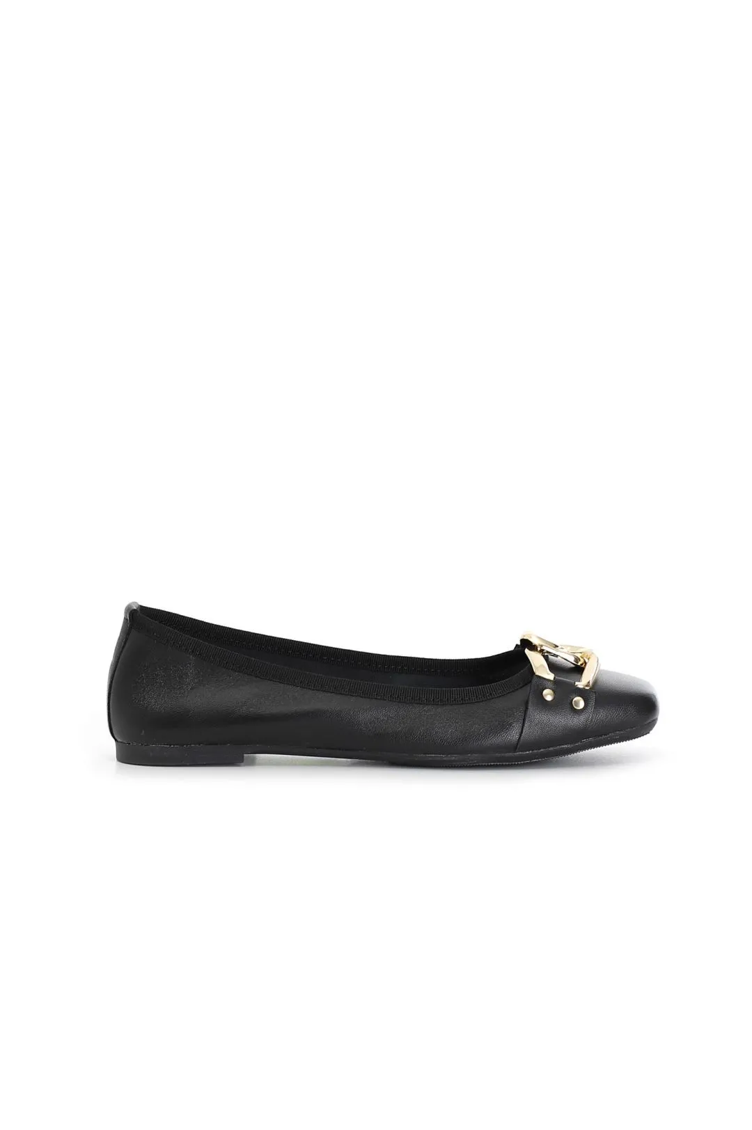 ballerina in pelle con catena decorativa nero