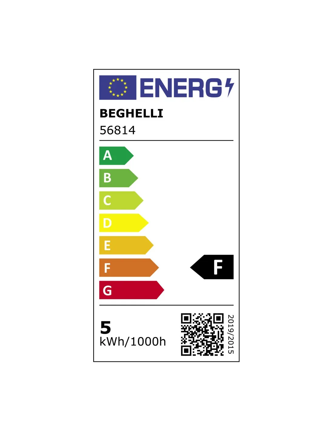 Beghelli Elplast 56814 Lampada LED 5W E14, Luce Naturale, 4000K, Resa 40W, 470 Lumen, Oliva, Apertura luce 240°