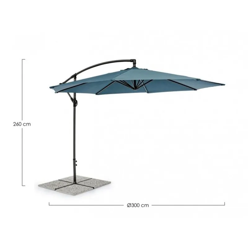 Bizzotto outdoor Ombrellone braccio Texas 3m antracite/pavone
