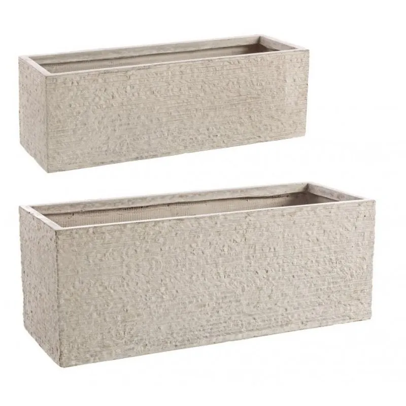 Bizzotto outdoor Set 2 porta vaso roccia rettangolare basso sabbia