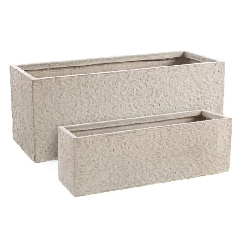 Bizzotto outdoor Set 2 porta vaso roccia rettangolare basso sabbia