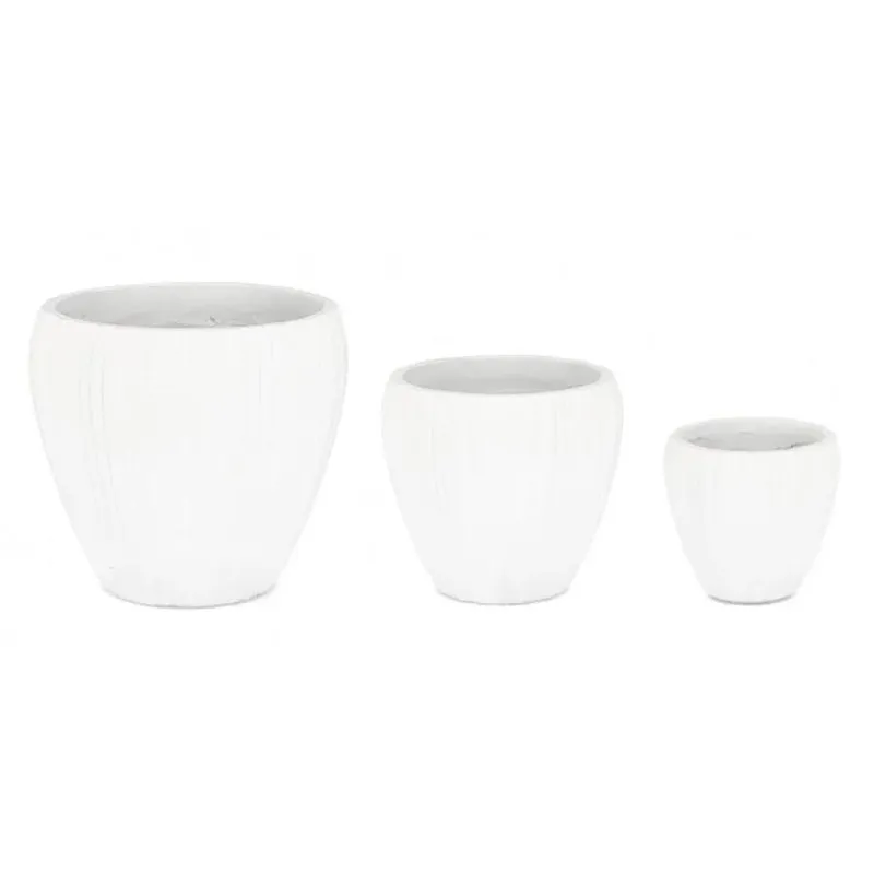 Bizzotto outdoor Set 3 porta vaso Halong tondo bianco