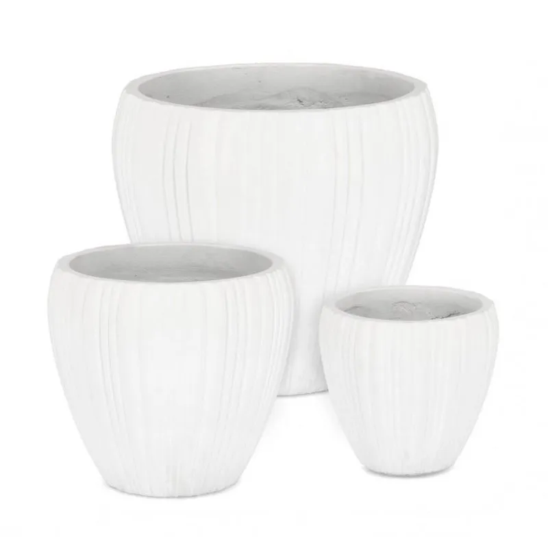 Bizzotto outdoor Set 3 porta vaso Halong tondo bianco