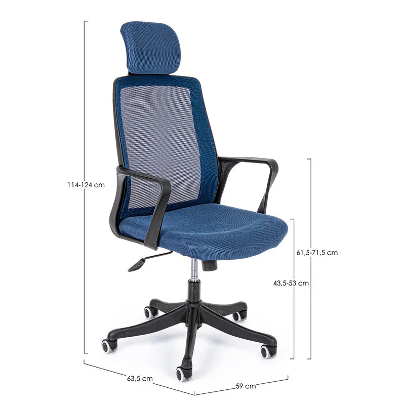 Bizzotto Sedia ufficio con bracciolo Laurent blu