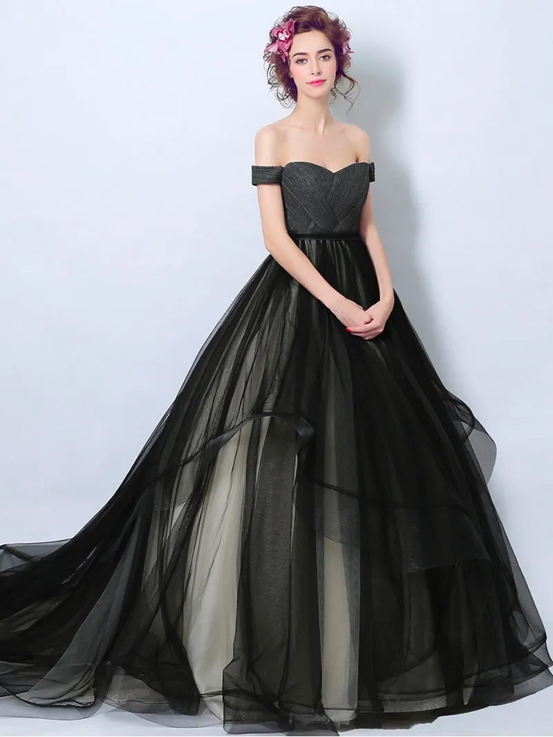 Black & White - Abito da sposa ampio nero con base bianca