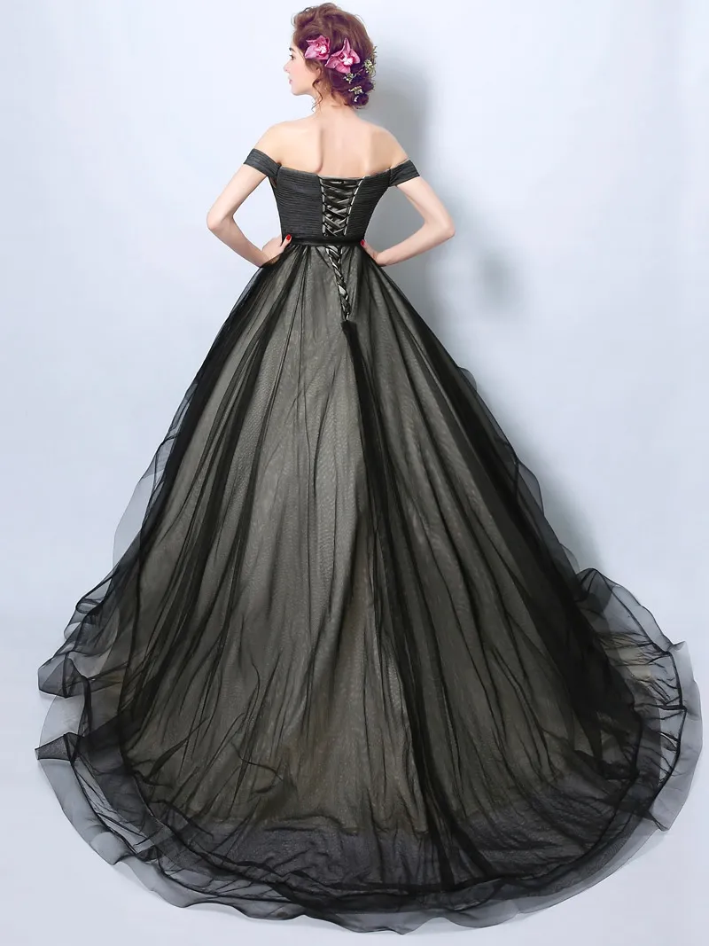 Black & White - Abito da sposa ampio nero con base bianca