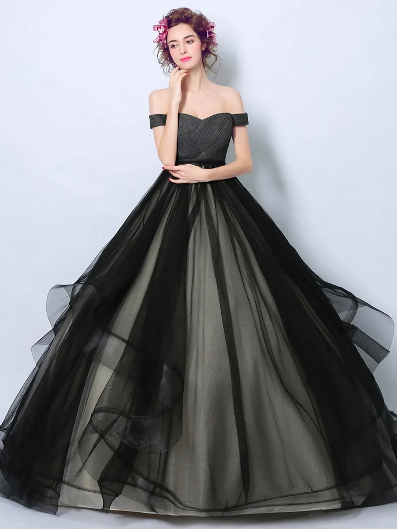 Black & White - Abito da sposa ampio nero con base bianca