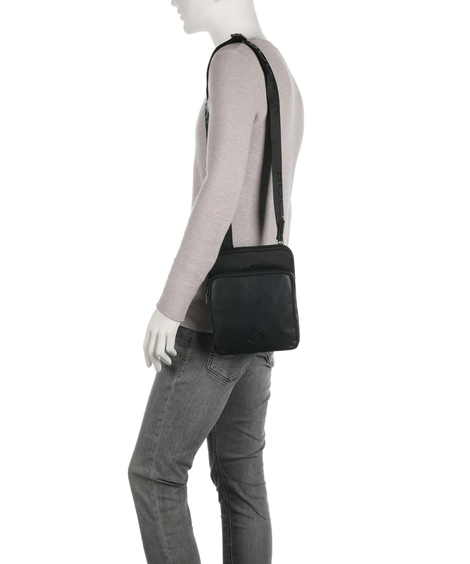  Bogner Nax Frank Borsa a tracolla nylon, pelle a grana fine nero  