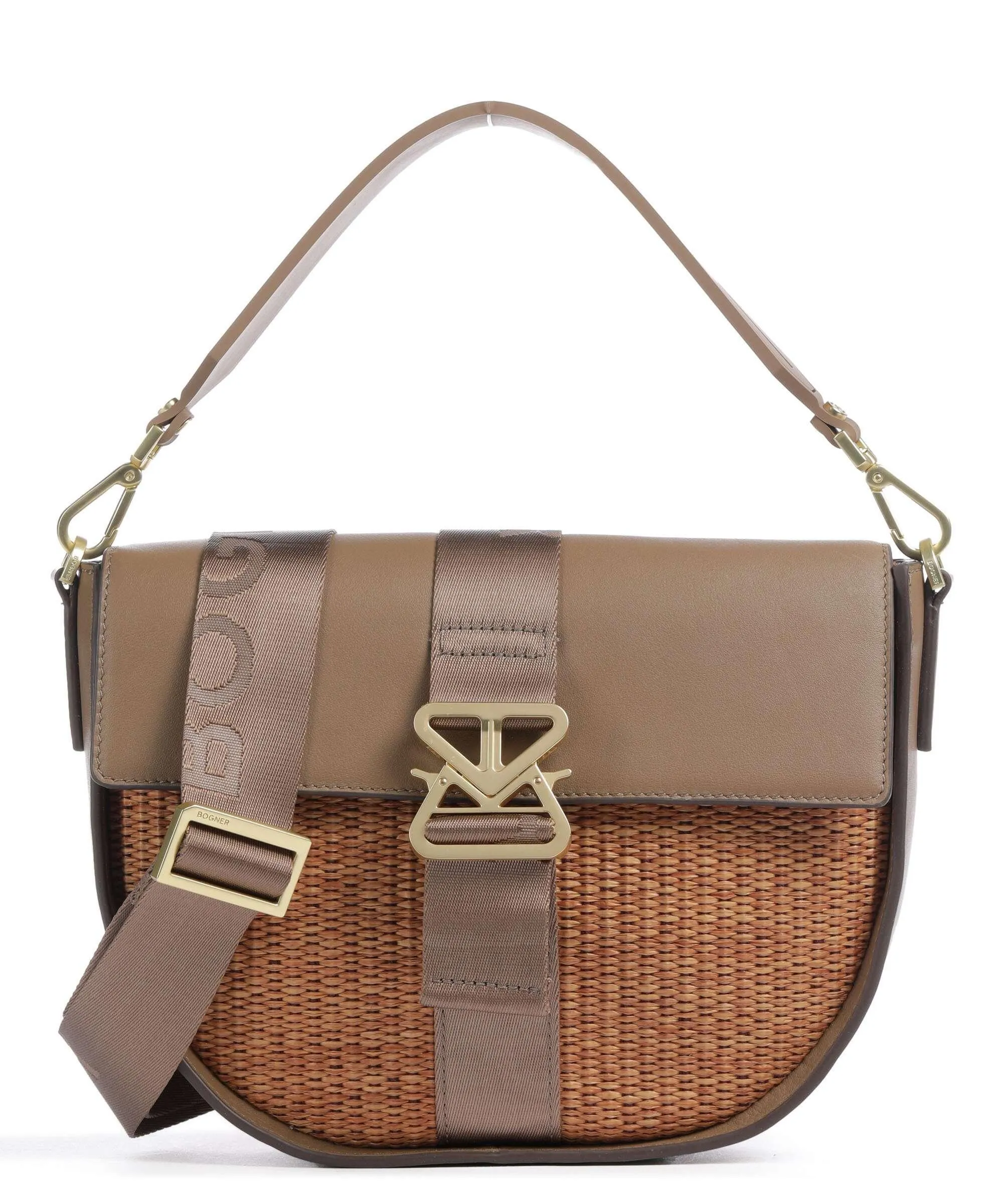  Bogner Zuoz Rafia Cassy Borsa a spalla pelle di vacchetta finemente grana, libro marrone  