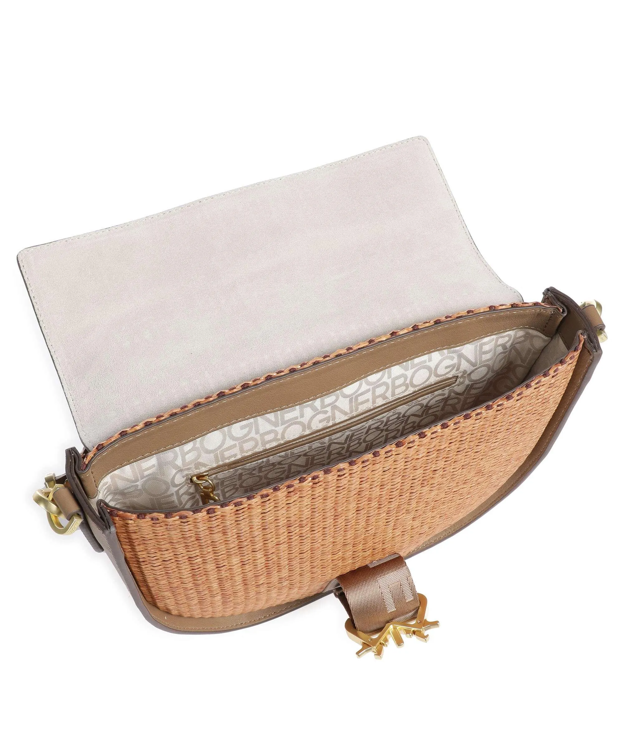  Bogner Zuoz Rafia Cassy Borsa a spalla pelle di vacchetta finemente grana, libro marrone  