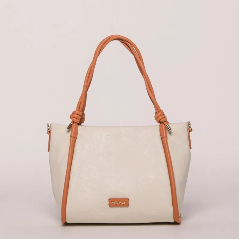 BORSA A BRACCIO CON CONTRASTO PANNA