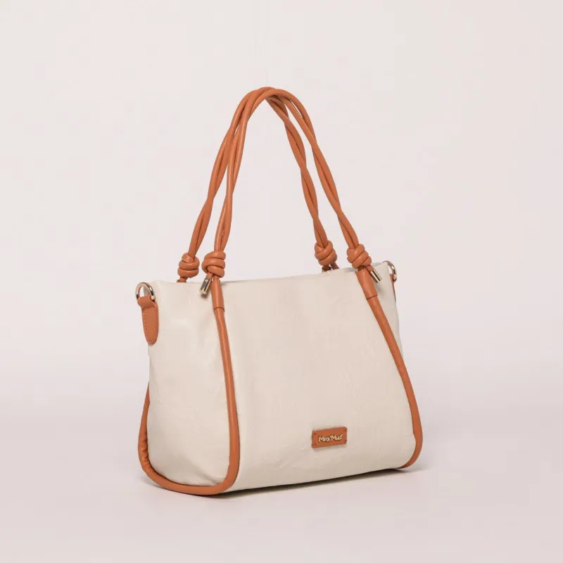 BORSA A BRACCIO CON CONTRASTO PANNA