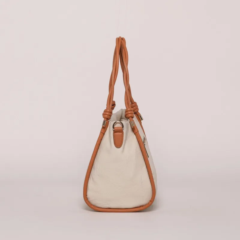 BORSA A BRACCIO CON CONTRASTO PANNA