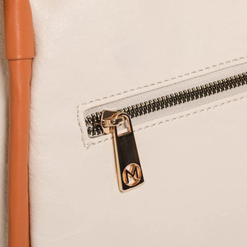 BORSA A BRACCIO CON CONTRASTO PANNA