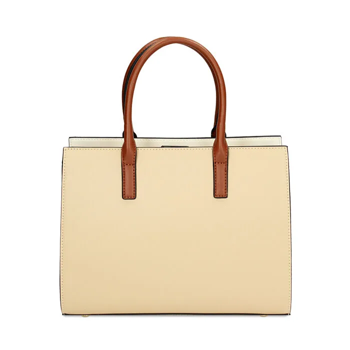 Borsa a mano beige-bianco con zip