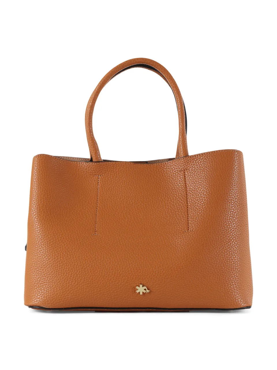 Borsa a mano effetto martellato con placca logo