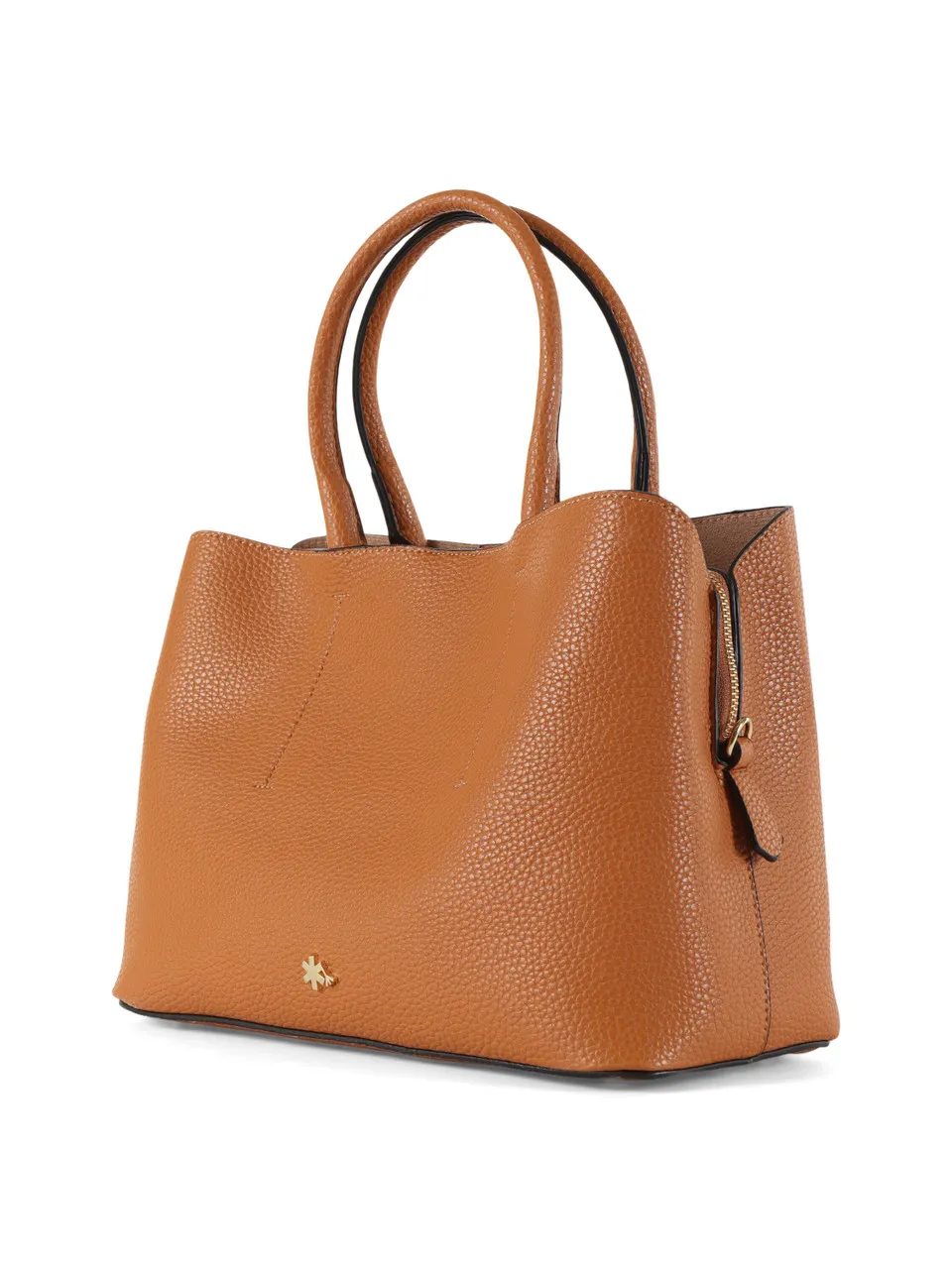 Borsa a mano effetto martellato con placca logo