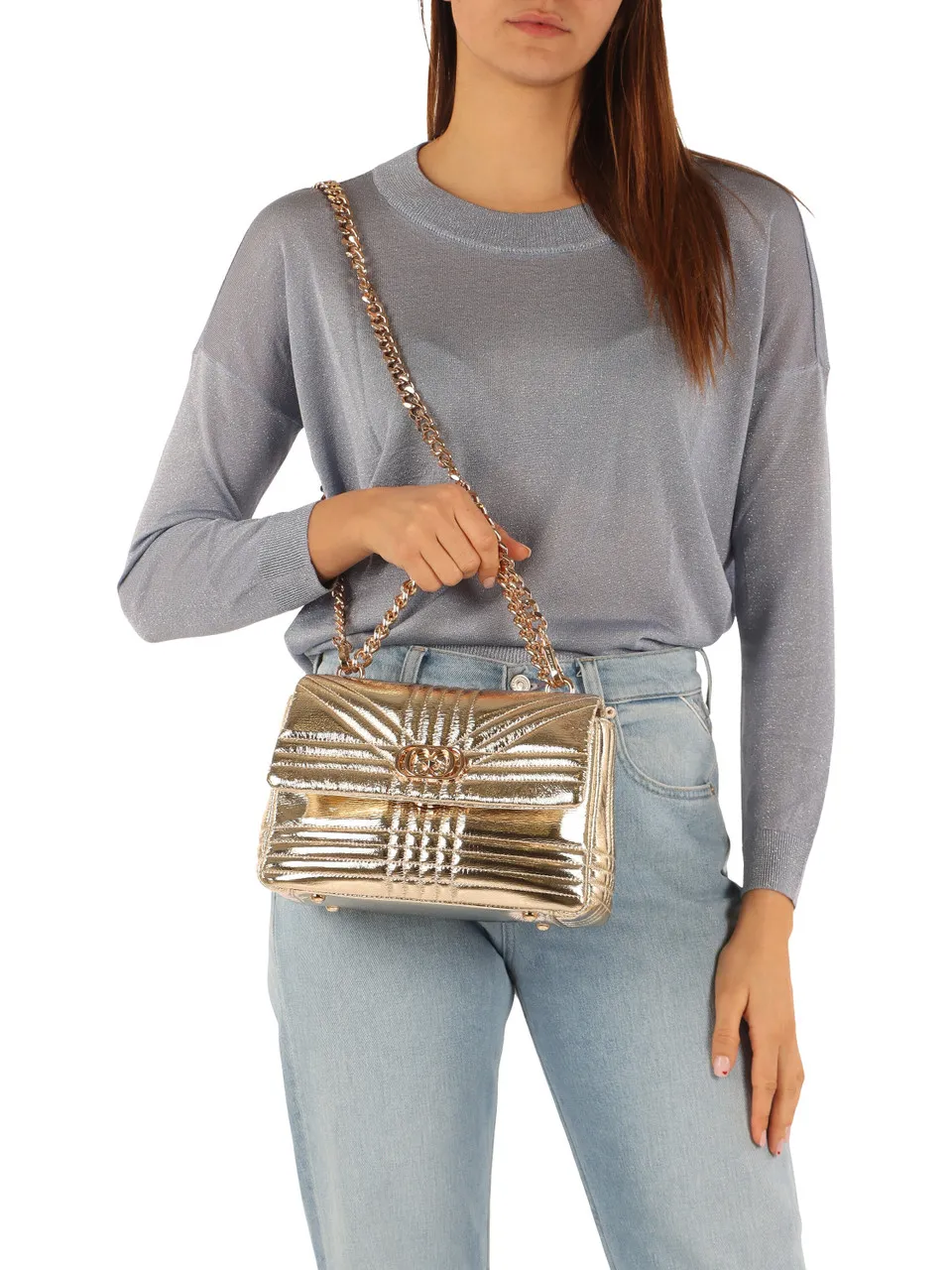 Borsa a mano in pelle laminata SHINY STEPHY Medium