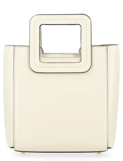 Borsa a mano Staud Mini Shirley in pelle color crema