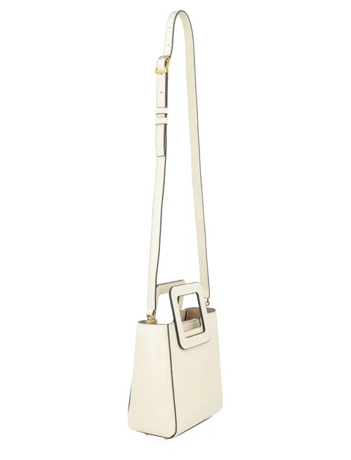Borsa a mano Staud Mini Shirley in pelle color crema