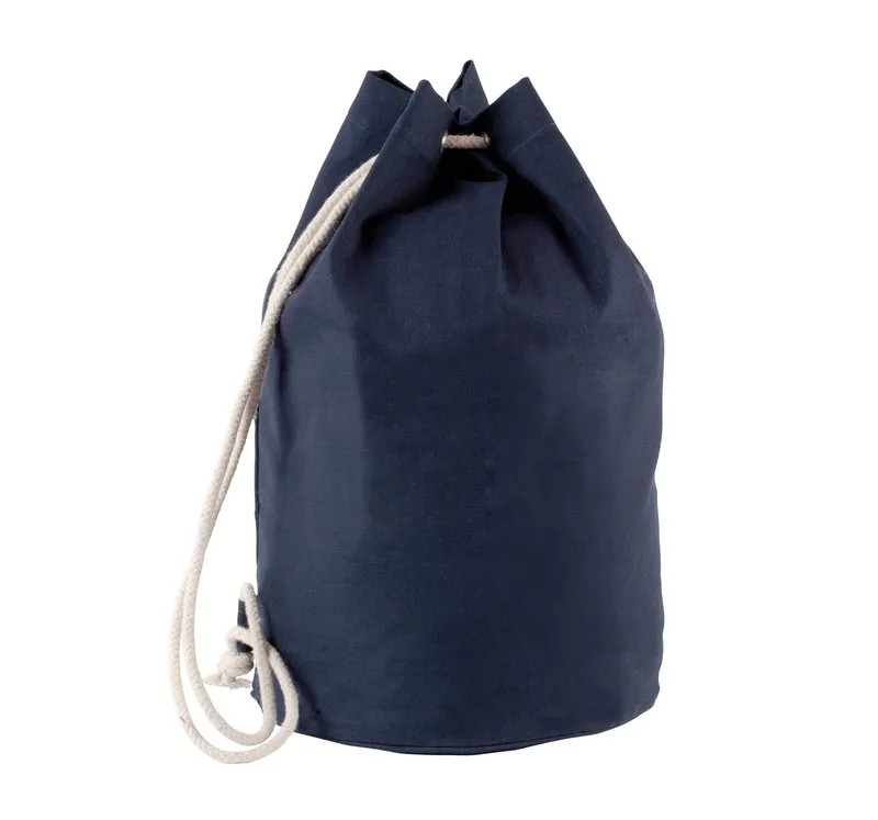 Borsa con coulisse in cotone blu scuro