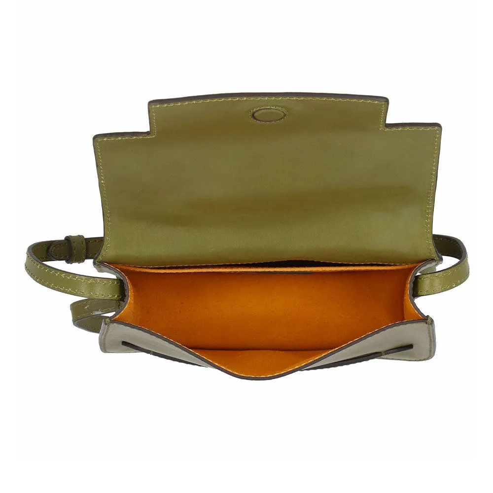 Borsa Donna a Tracolla Grande THE BRIDGE in Pelle Verde Fico linea Lucrezia