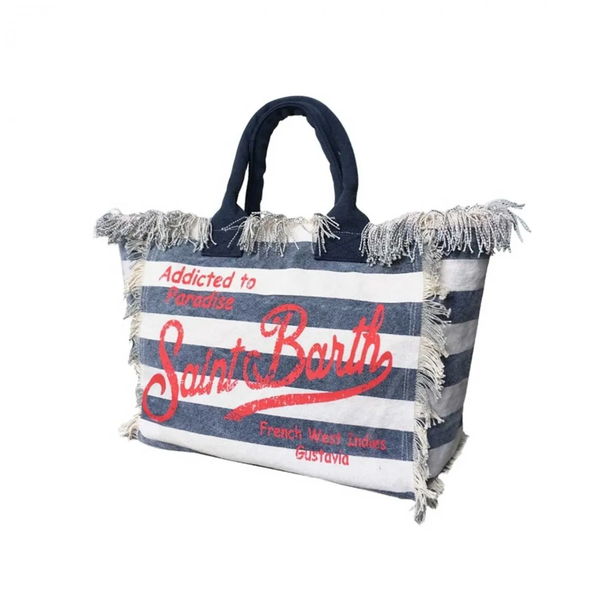 Borsa Vanity in Canvas a Righe