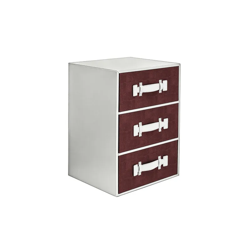 Braid Cassettiera in ecopelle, avorio/rosso