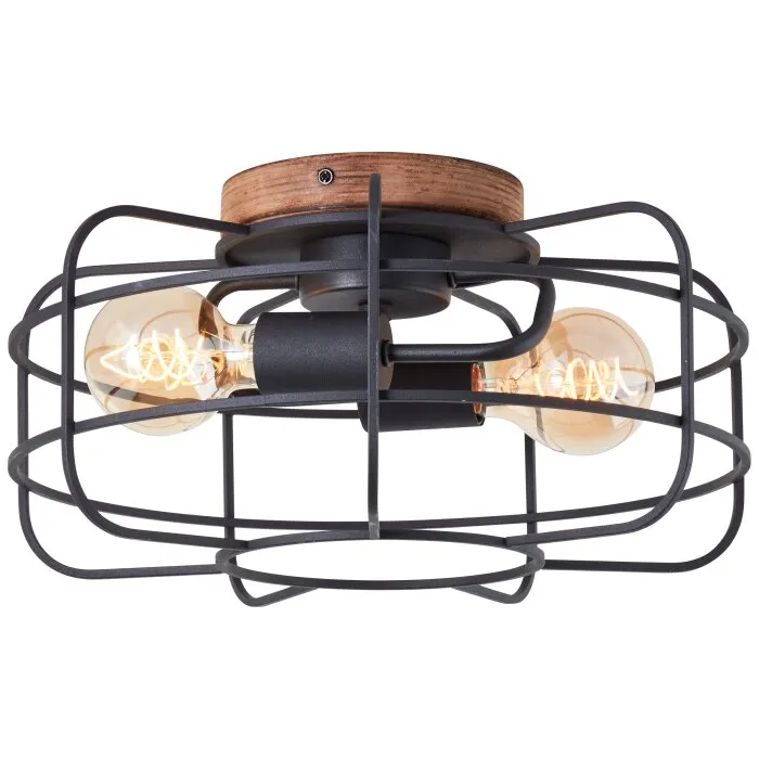 Brilliant Gwen Plafoniera Legno scuro, 2-Luci