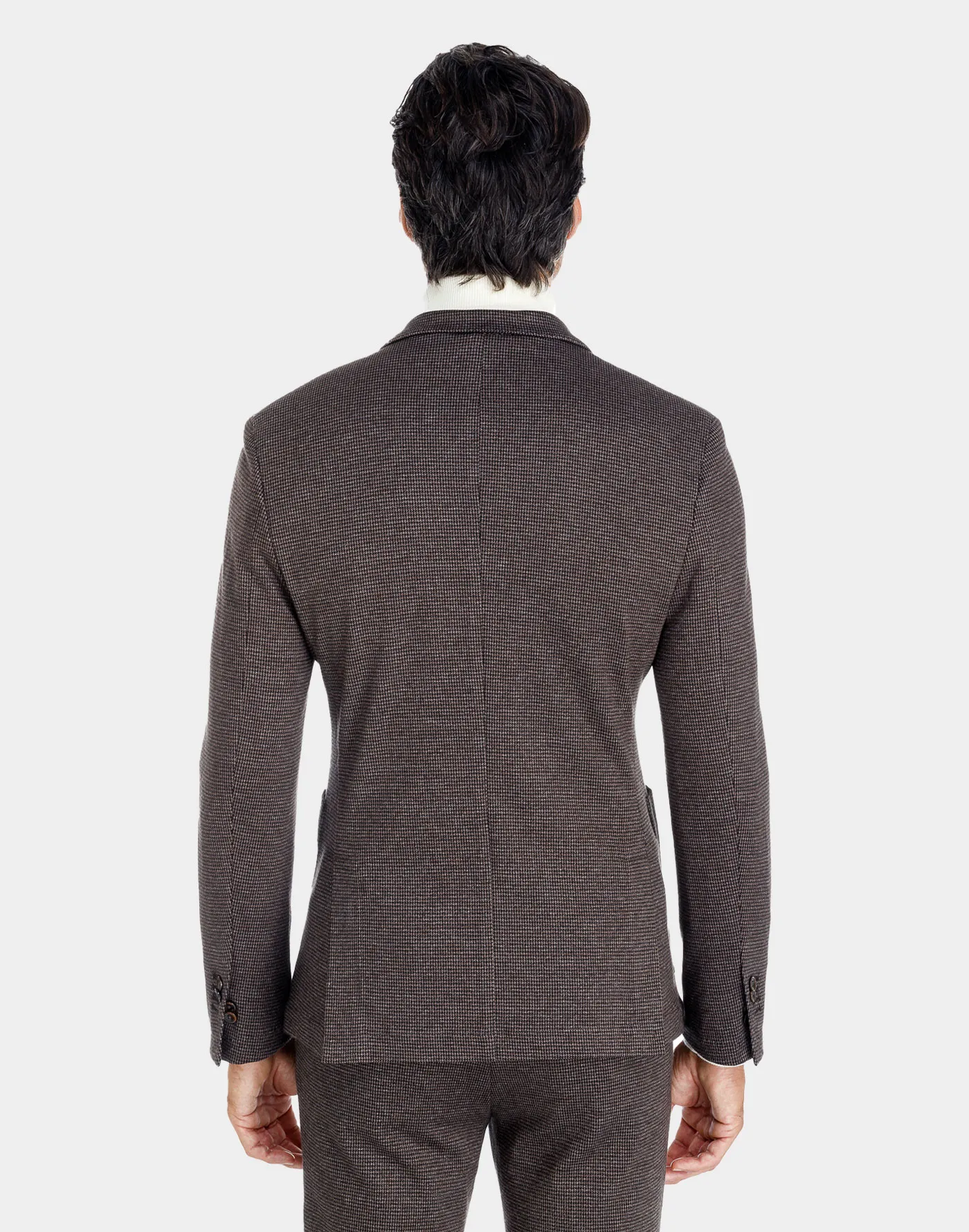Brown cotton jersey pied-de-poule Milano blazer