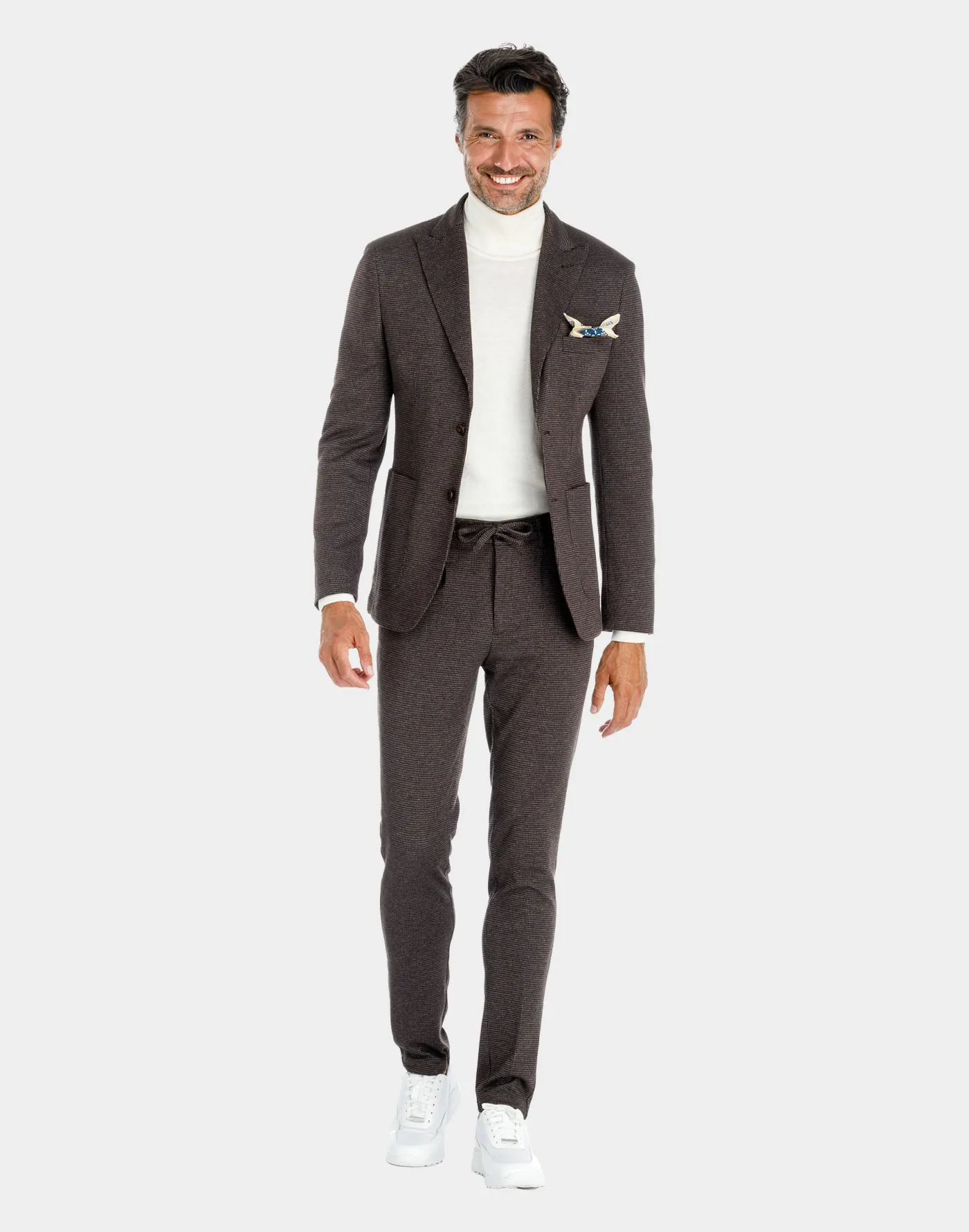 Brown cotton jersey pied-de-poule Milano blazer