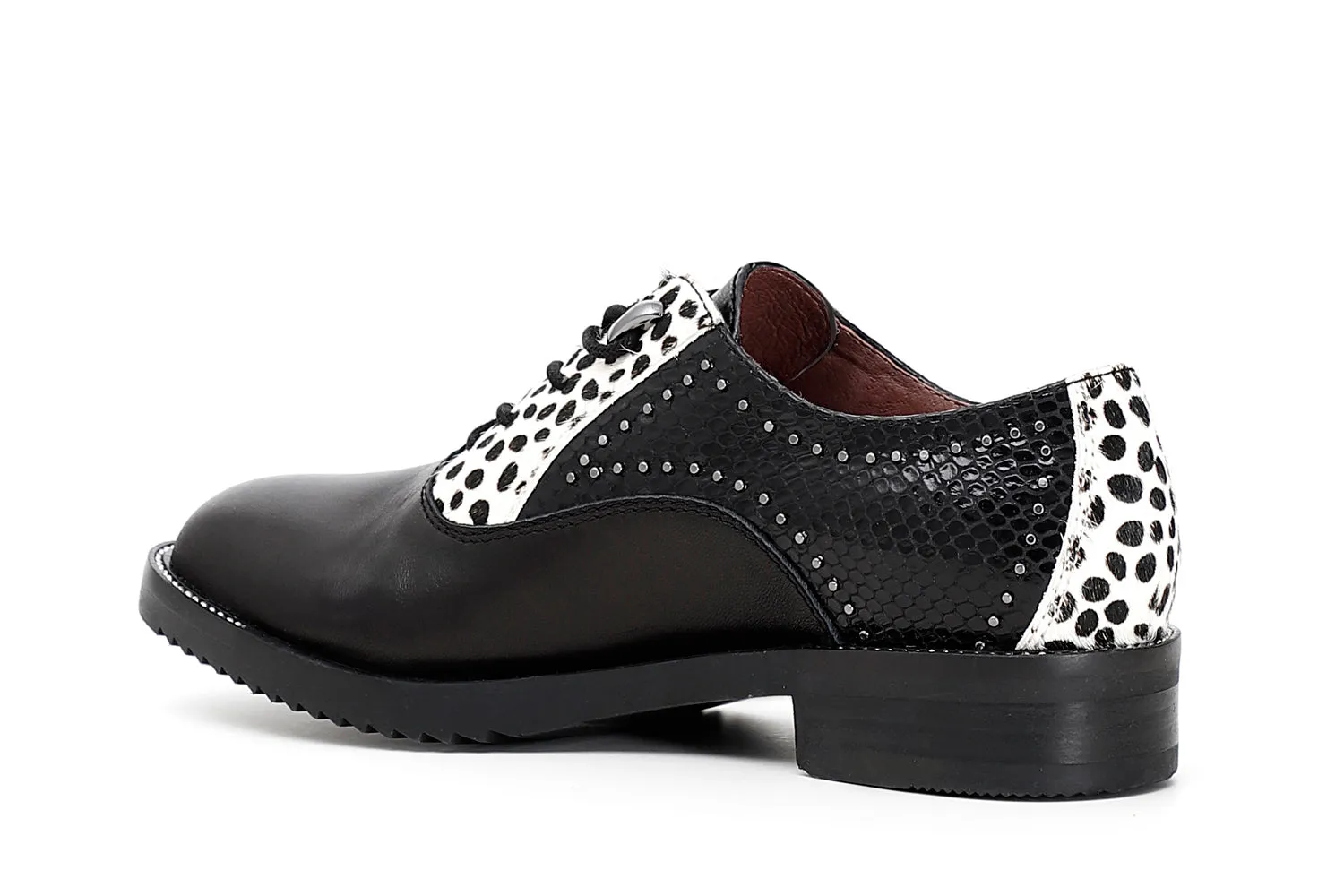 CafèNoir donna francesina in pelle con cavallino pois