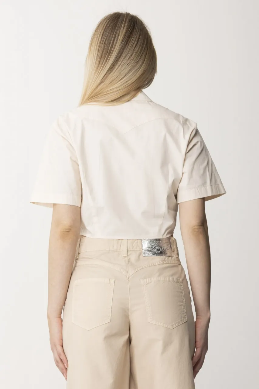 Camicia corta con frange e nodo TINTA ROSA